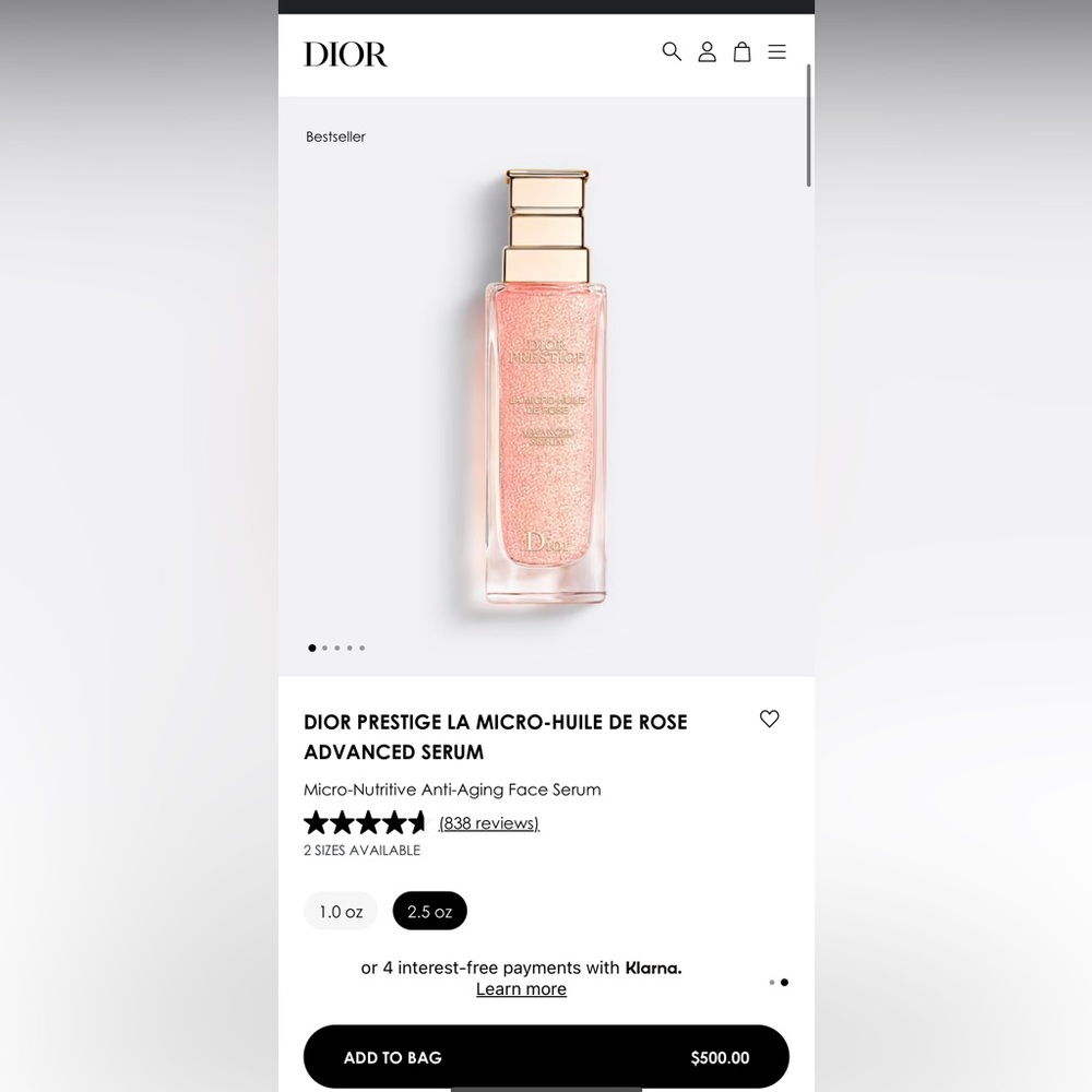 DIOR PRESTIGE LA MICRO-HUILE DE ROSE ADVANCED SERUM